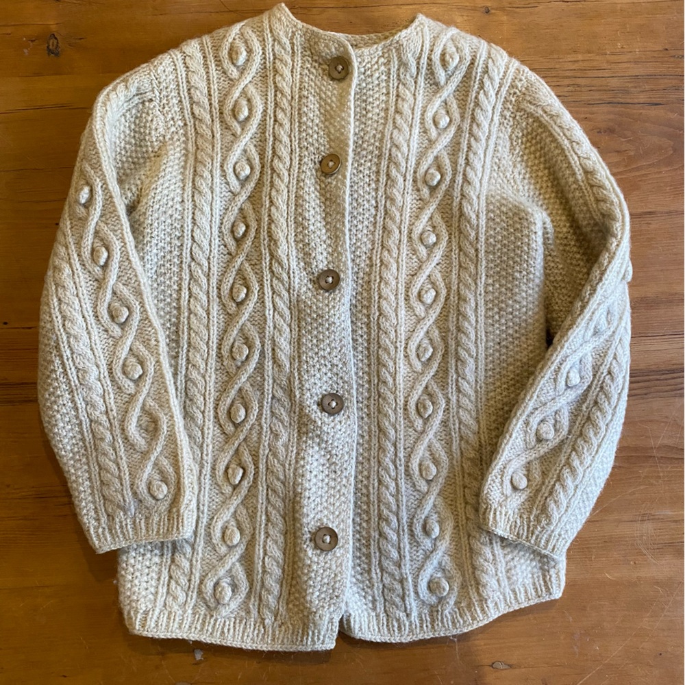 Vintage Handmade Wool Oversized Sweater Coastal Grandma Fisherman Sweater Cozy